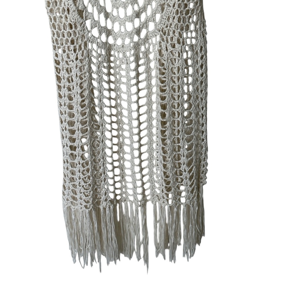 Umgee Crochet Fringe Ivory cardigan sweater size L - Picture 6 of 11